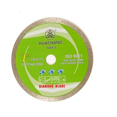 Seramik, Mermer için yüksek kaliteli 7 inç Soğuk Pres 180 × 1.6 / 2.2 × 10 × 22.23mm Sürekli Jant Elmas Bıçak