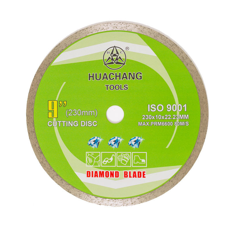 Genel Amaçlı, Seramik, Mermer için yüksek kaliteli 9 inç Soğuk Pres 230 × 1.8 / 2.6 × 10 × 22.23mm Sürekli Jant Elmas Bıçak