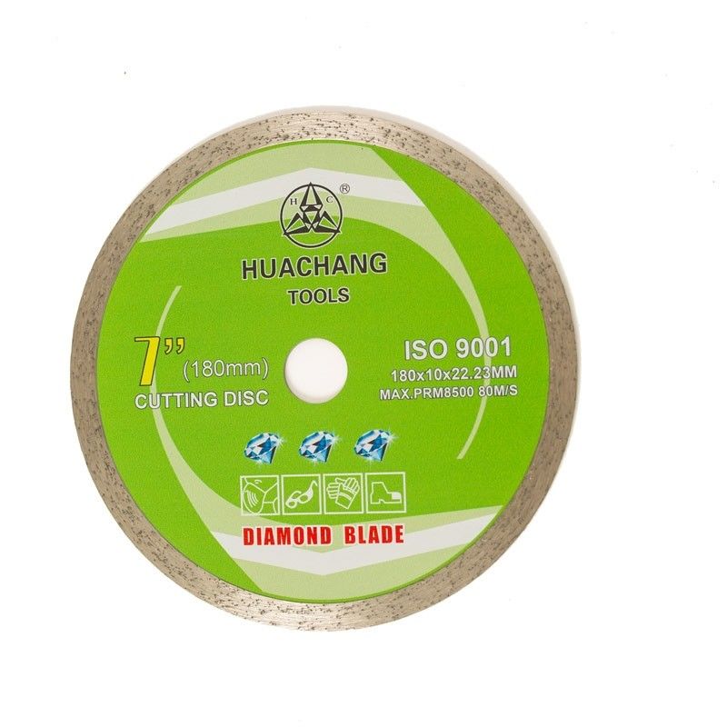 Seramik, Mermer için yüksek kaliteli 7 inç Soğuk Pres 180 × 1.6 / 2.2 × 10 × 22.23mm Sürekli Jant Elmas Bıçak